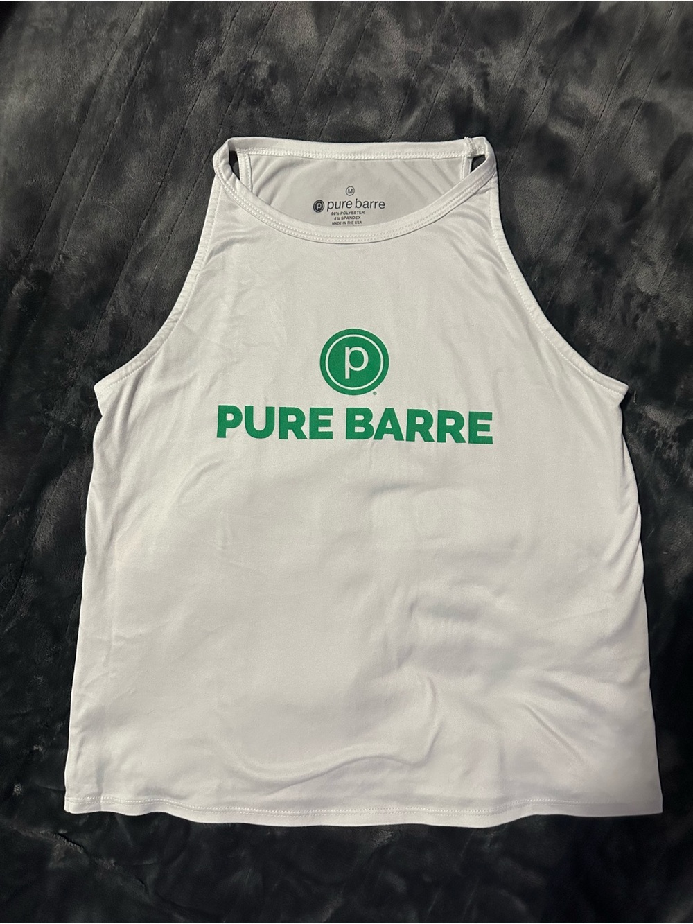 Pure Barre White Tank with Green Logo